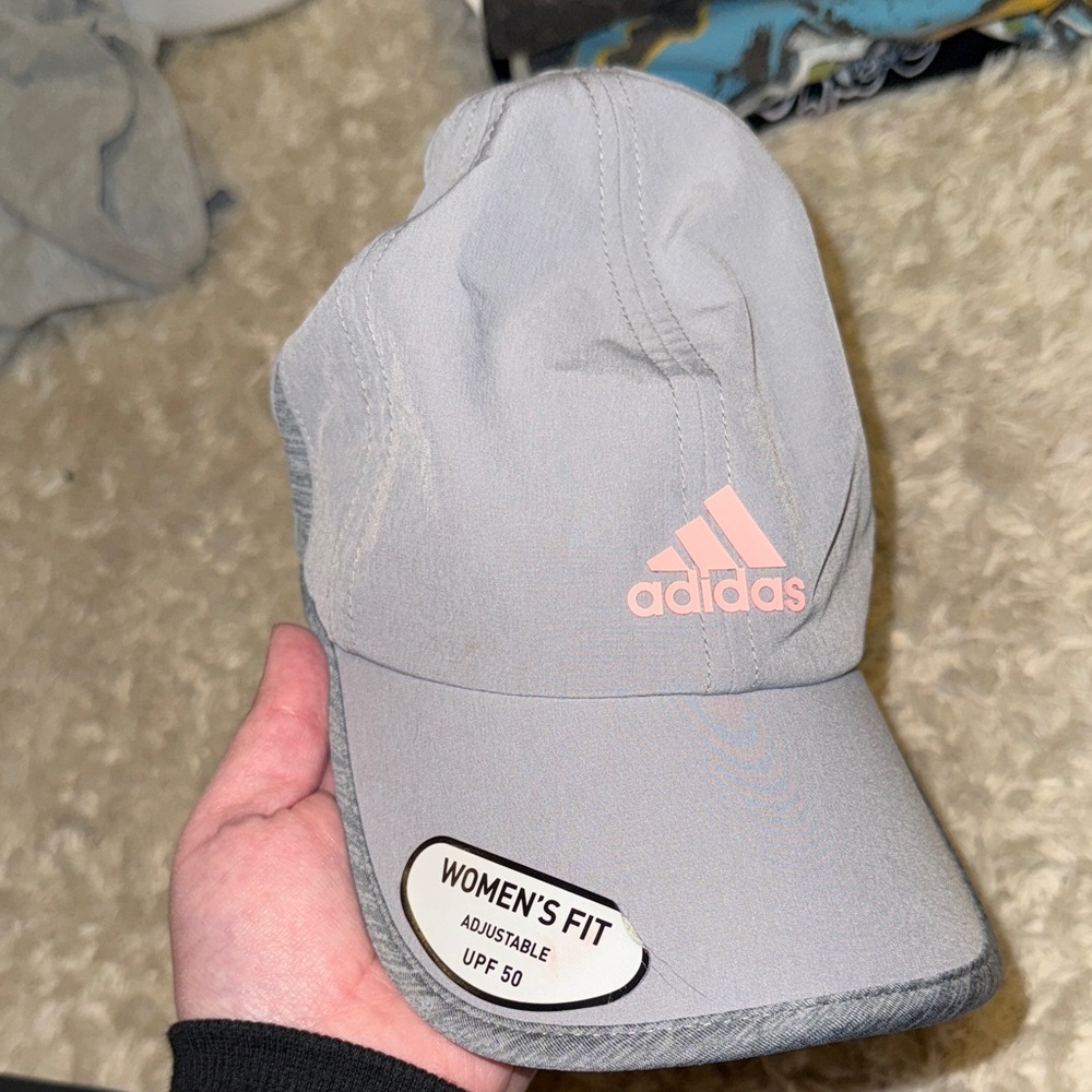 Adidas Women's Light Gray and Pink Cap